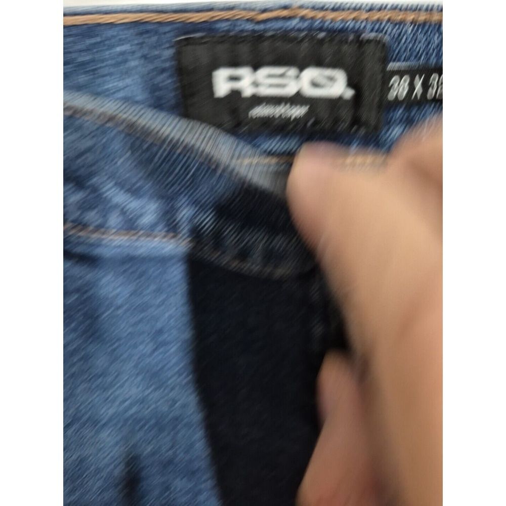 RSQ Jeans Mens  39x29 (38x32‎ Tag) Blue Rexlaxed Tapered Leg - Picture 3 of 6